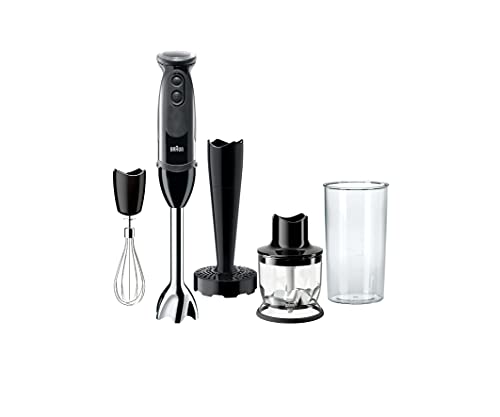 Black Hand Blender with Blending Shaft, Chopper, Masher, Whisk, Beaker Q84117