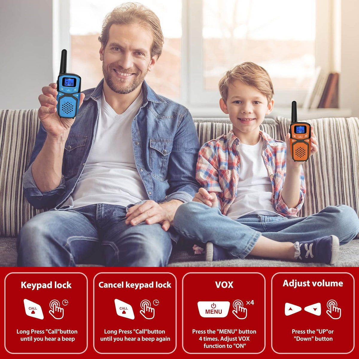 Walkie Talkie for Kids with Batteries and Charger E107