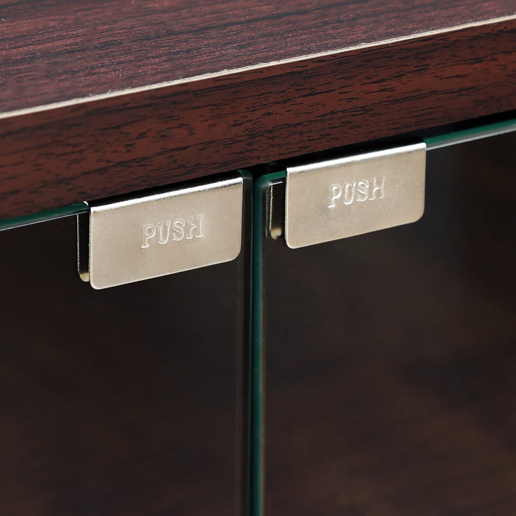 Espresso TV Stand with Double Glass Doors Q5898