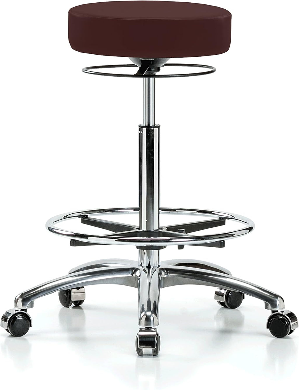 Chrome Height Adjustable Salon Stool with Footring F314