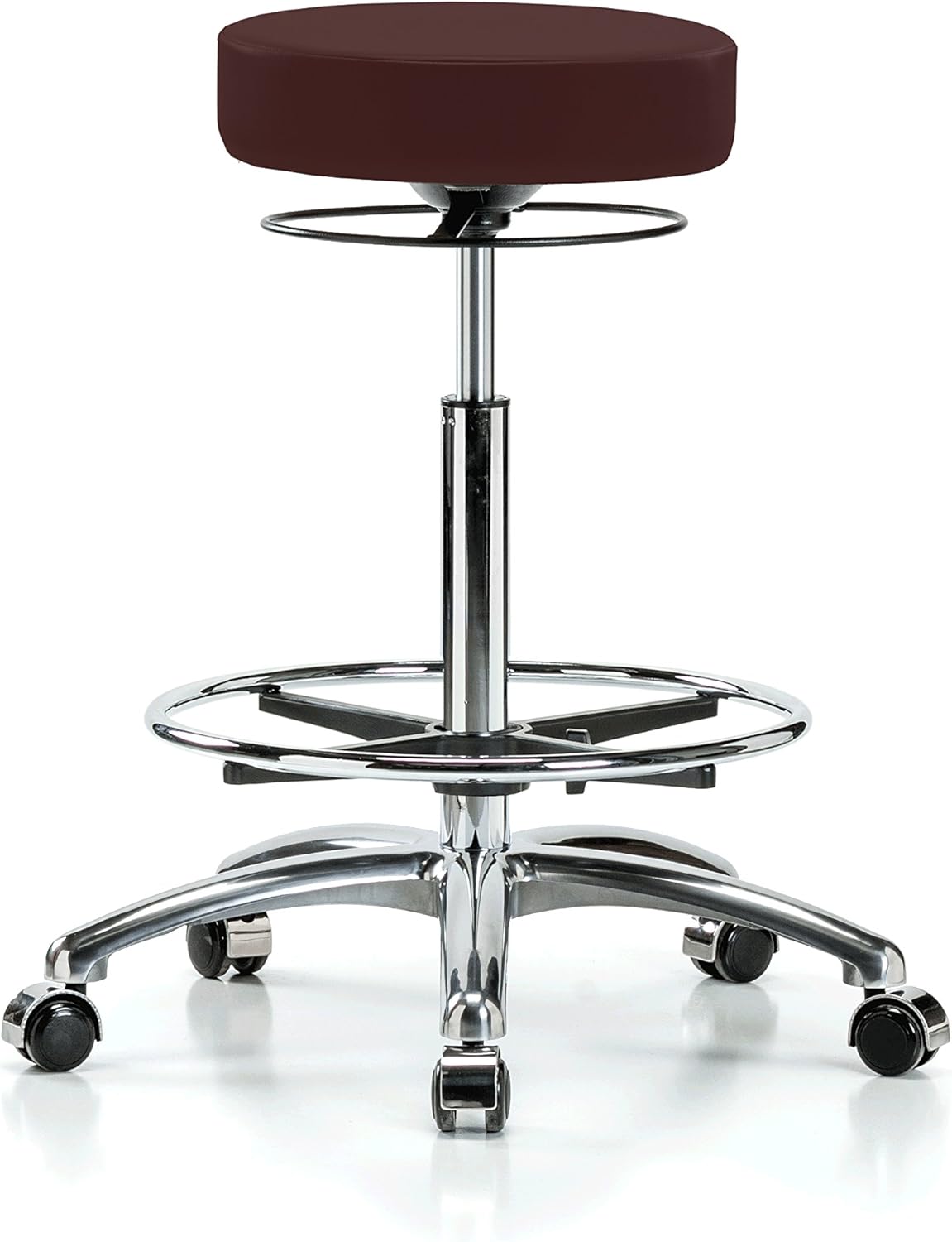 Chrome Height Adjustable Salon Stool with Footring F314