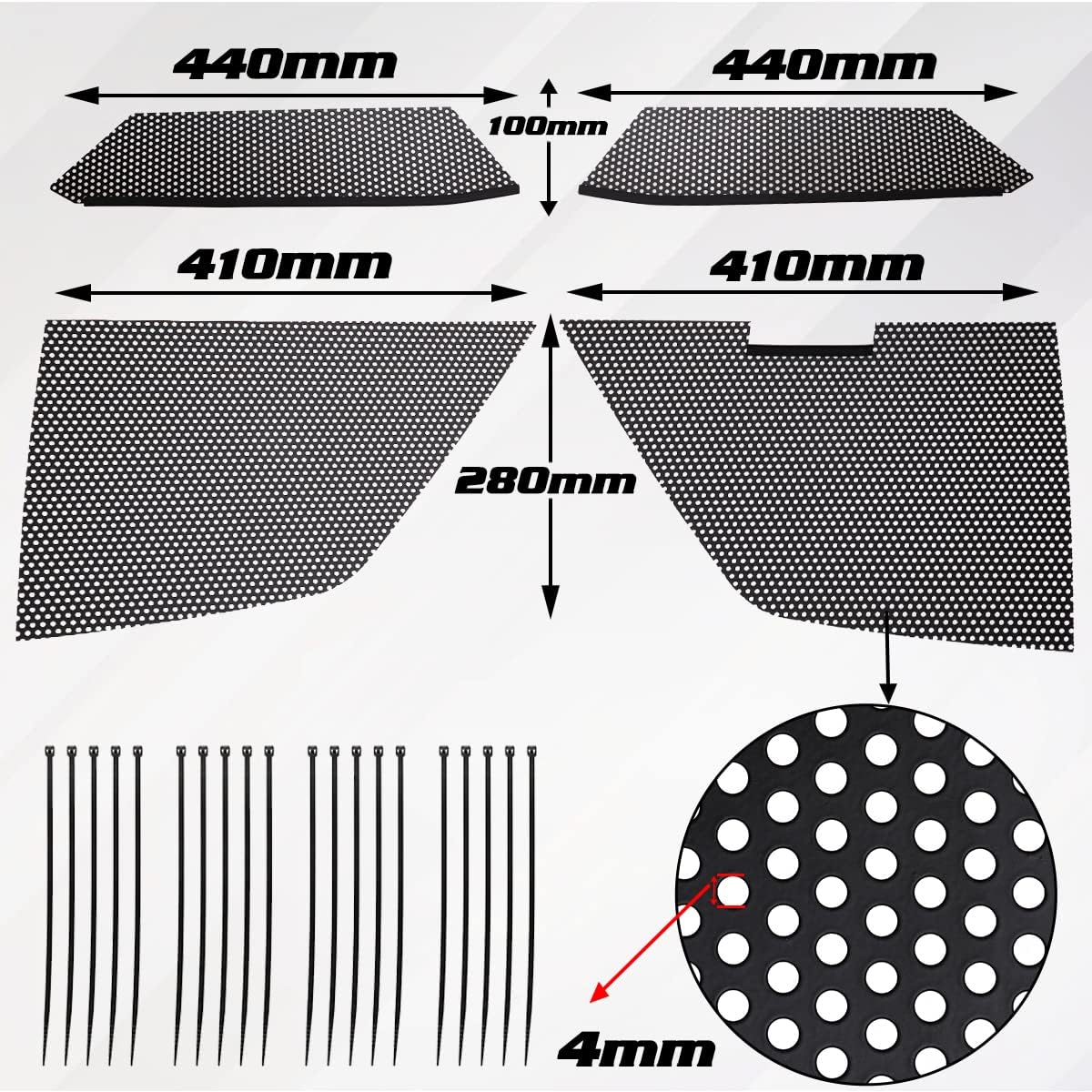 Black Aluminum Car Radiator Grille Vent Set L310