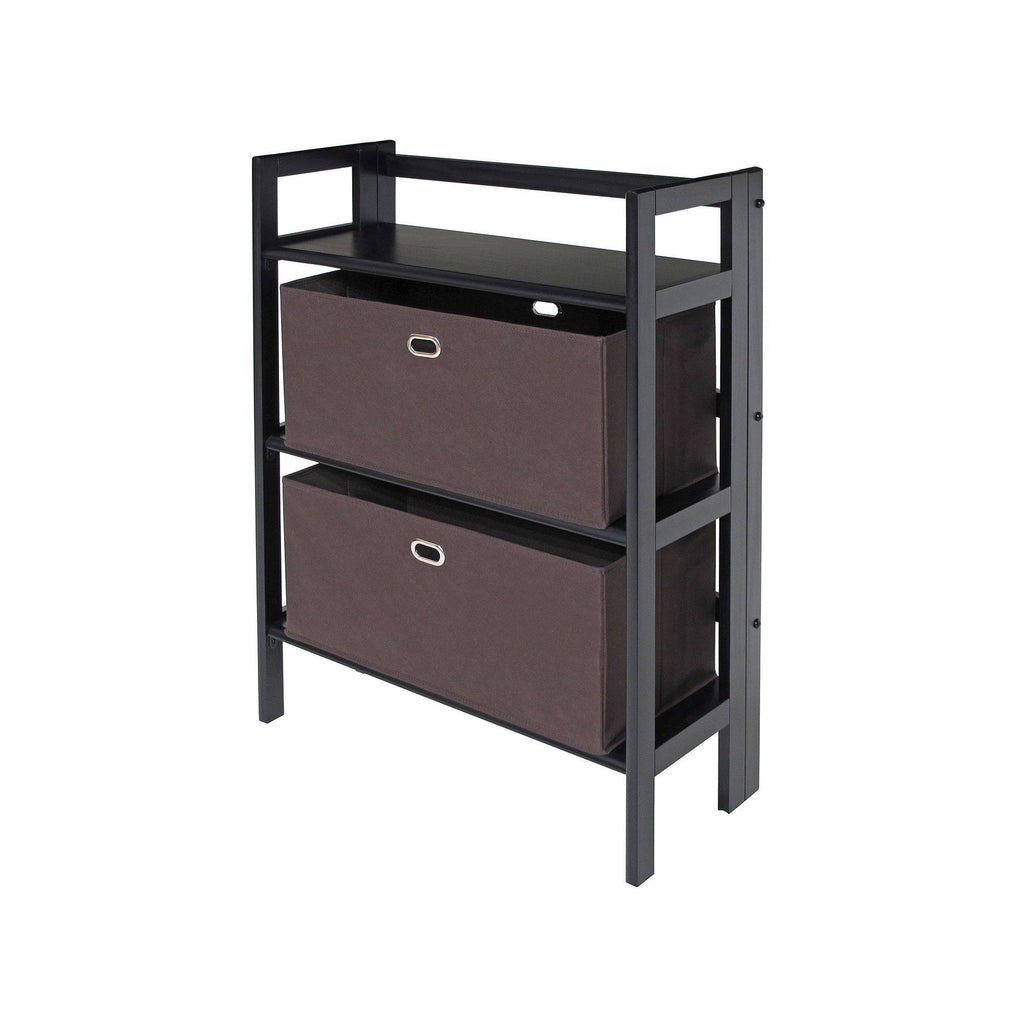 3-Pc Set Folding Bookcase with Fabric Basket E40916