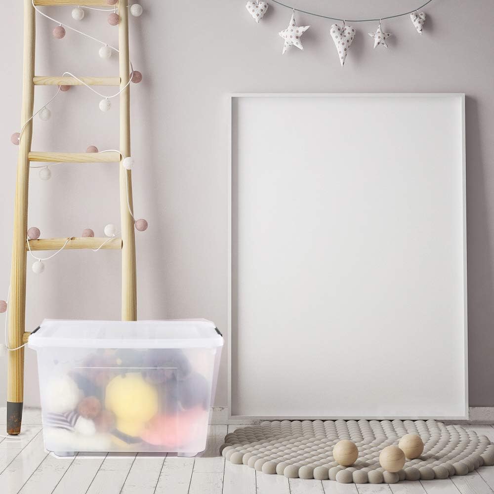 70 L Clear Plastic Storage Bin with Wheels, 3 Packs S285083