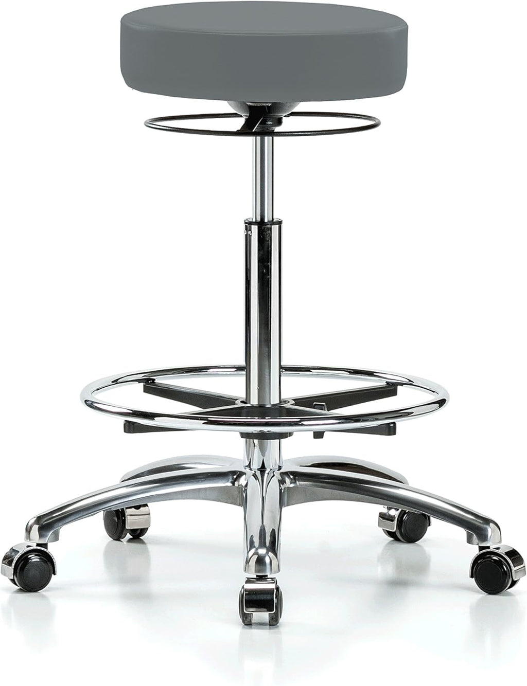 Chrome Height Adjustable Salon Stool with Footring F314