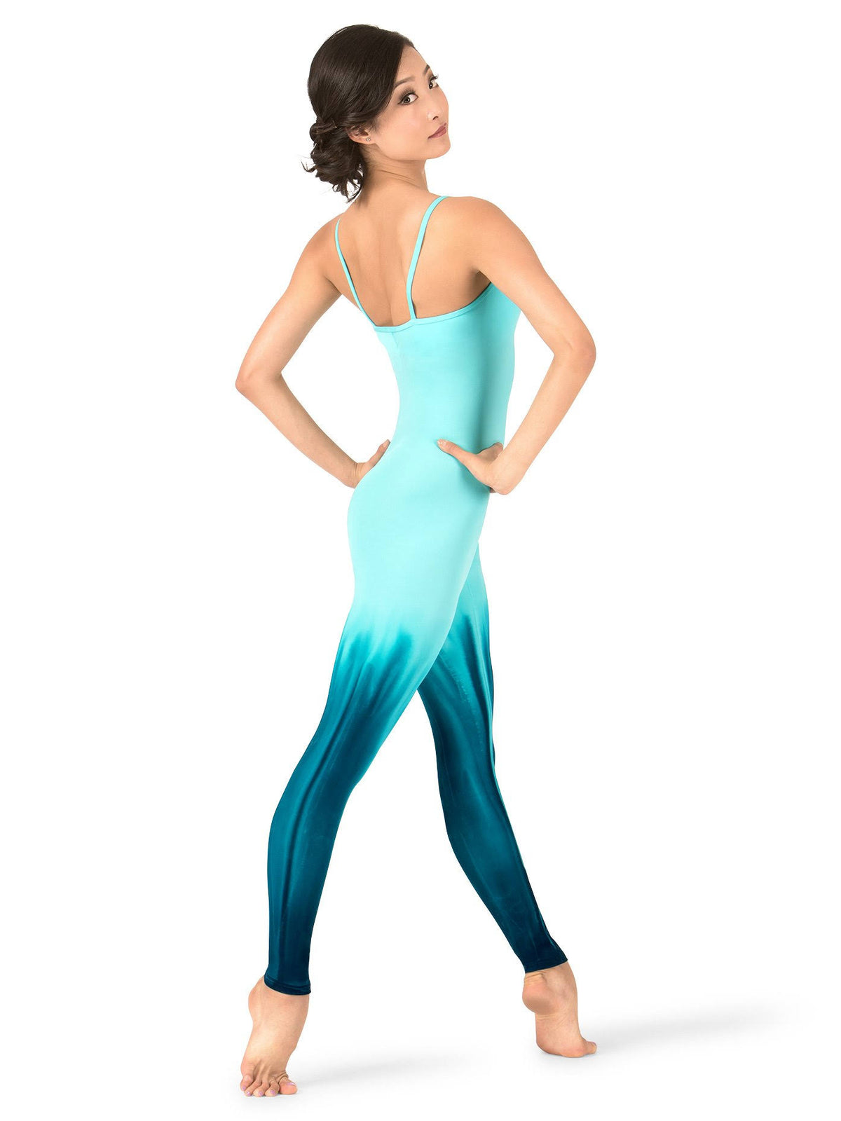 Aqua Teal Hand Painted Camisole Unitard T487707