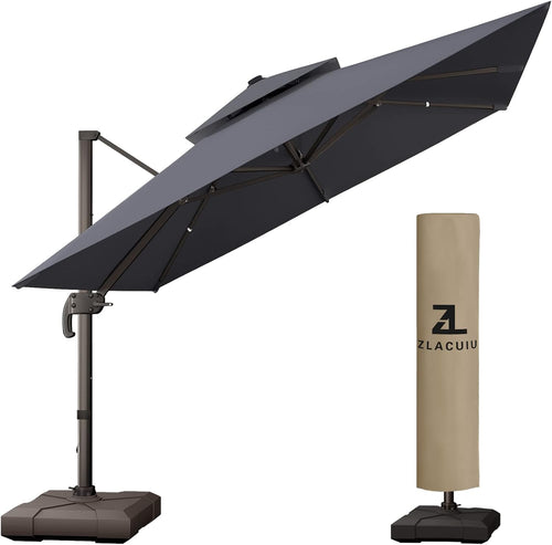 10FT Beige Aluminum Cantilever Patio Umbrella O94989