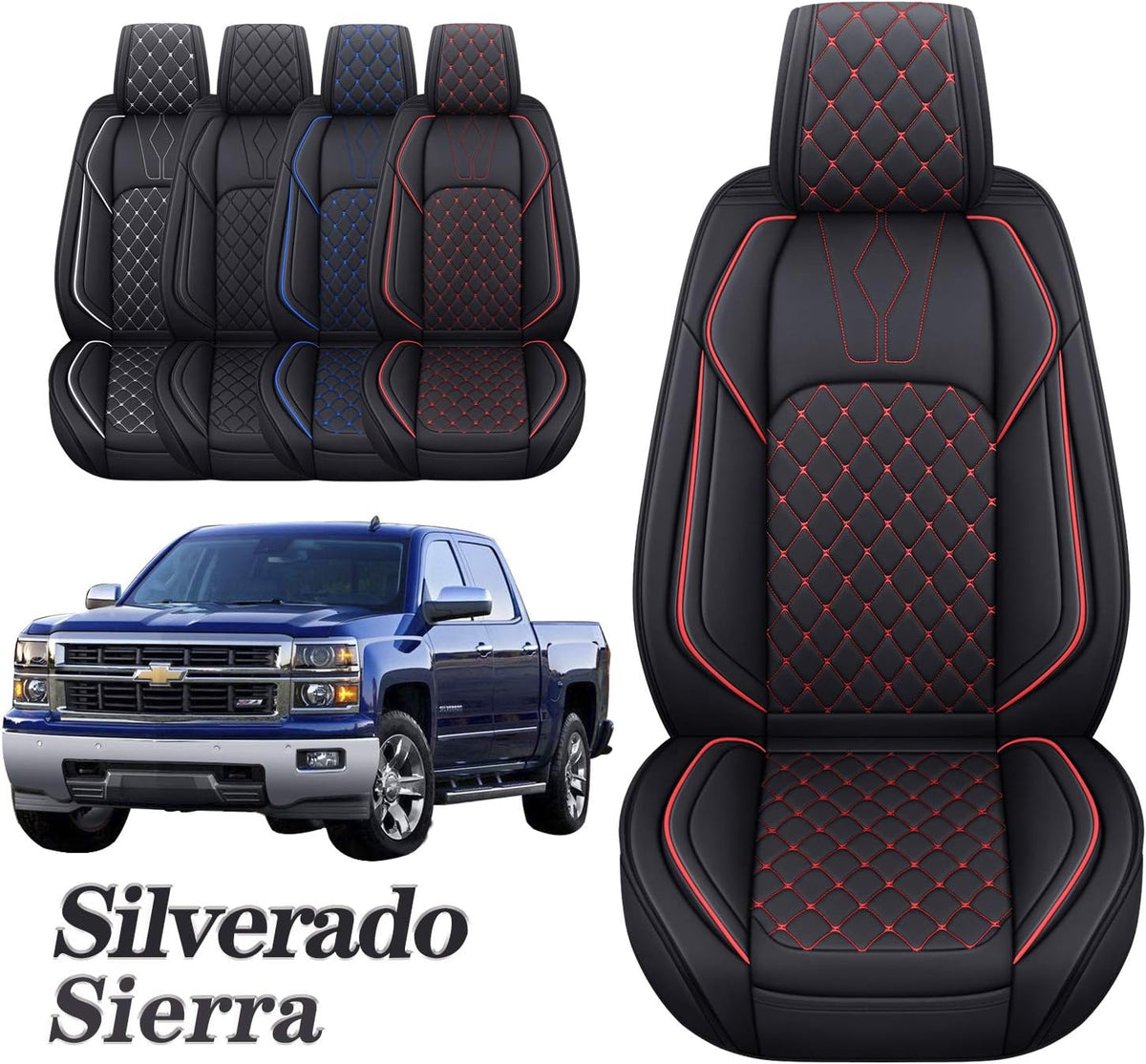 Car Seat Covers Front Set Waterproof Leather Black and White O5078