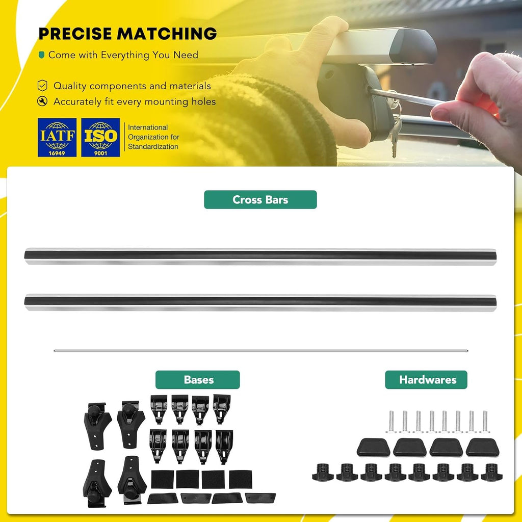 52" Aluminum Roof Rack Cross Bars with Mounting Clamps I368