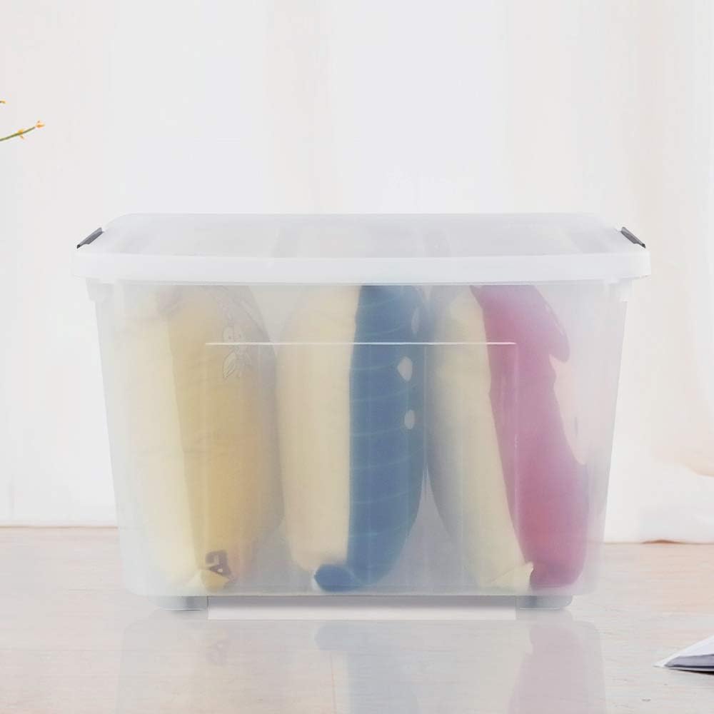 70 L Clear Plastic Storage Bin with Wheels, 3 Packs S285083