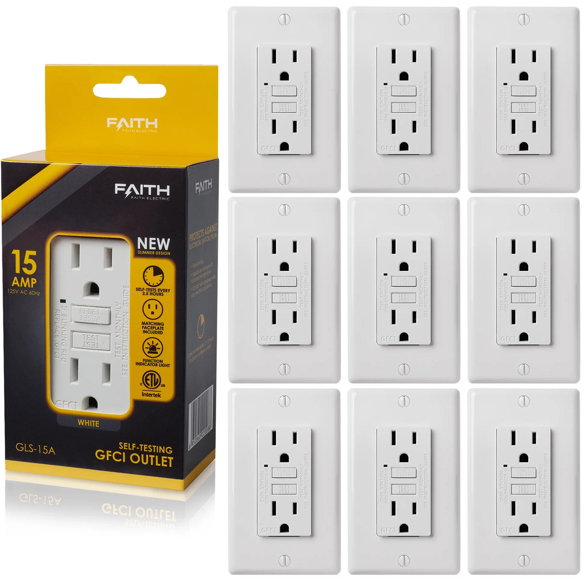 White 15A GFCI Outlets 10 Pack A317897