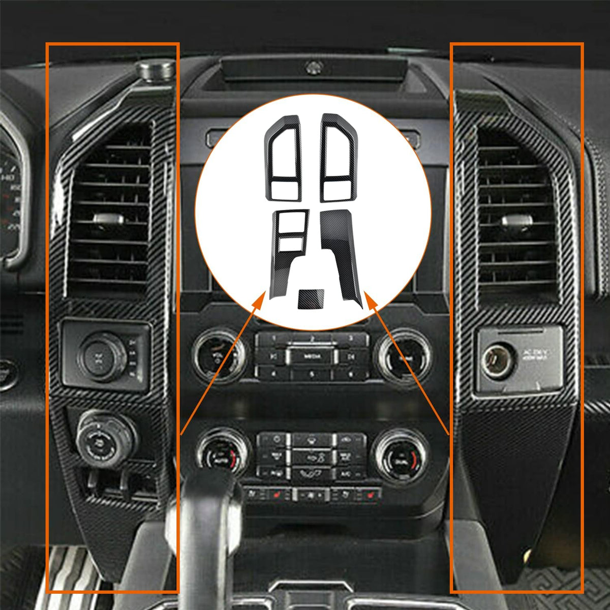 Carbon Fiber Pattern Air Conditioner Vent Cover AC Outlet for Ford F150 2015-2020 O993858