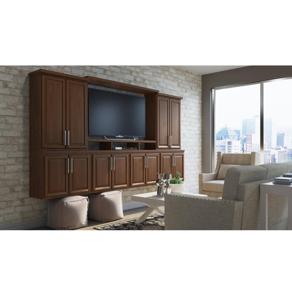 Cognac Red Above Refrigerator Deep Wall Bridge Kitchen Cabinet W921280