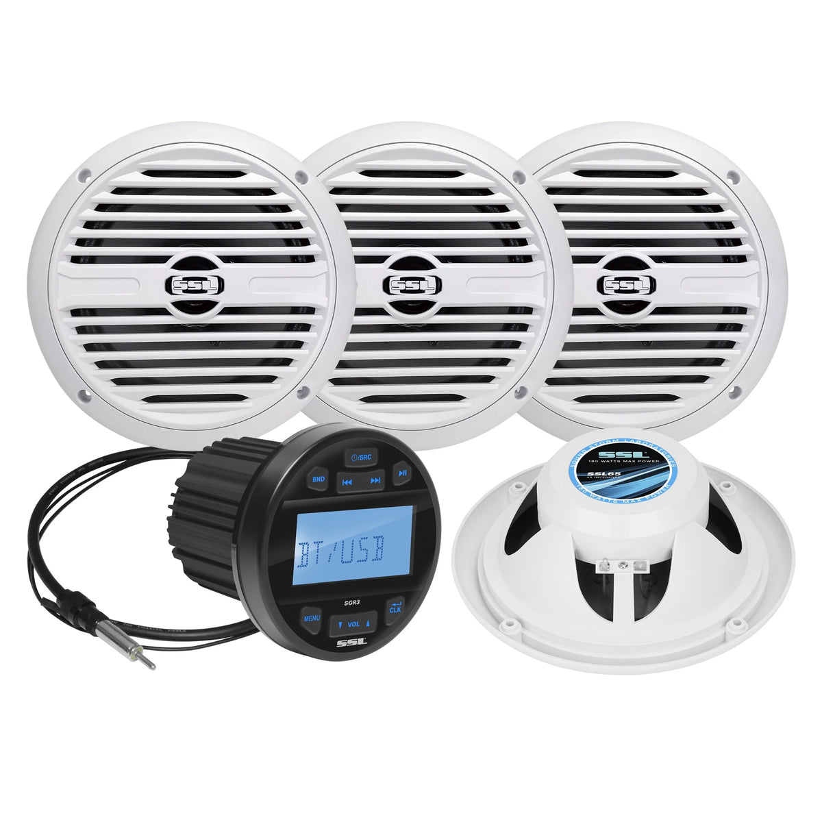 IPX6 Bluetooth Marine Stereo System with 6.5 Inch Speakers O33219
