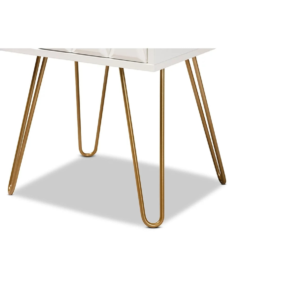 White Wood and Gold Metal 1-Drawer End Table G6758
