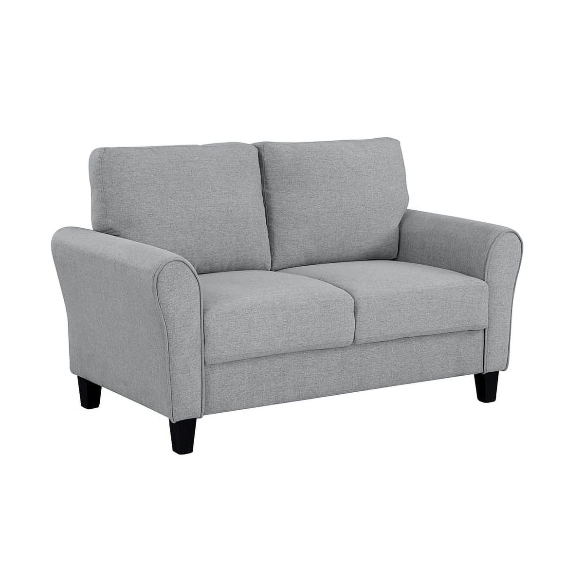 Textured Fabric 2-Piece Upholstered Sofa Set in Dark Gray Y429618