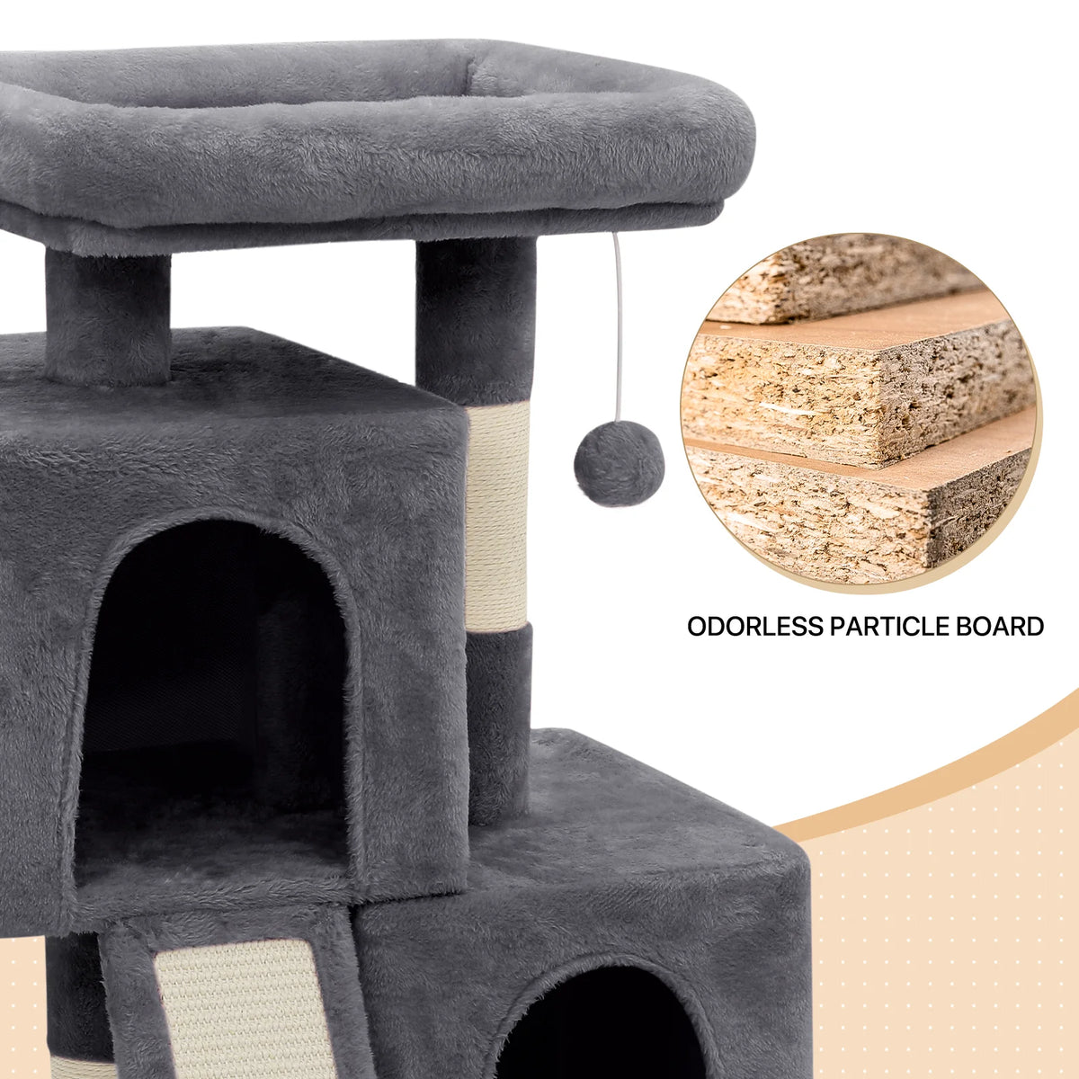 34-in Double Level Plush Cat Tree & Condo J26416
