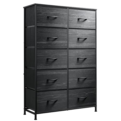 Black 10 Drawer Tall Dresser D8815