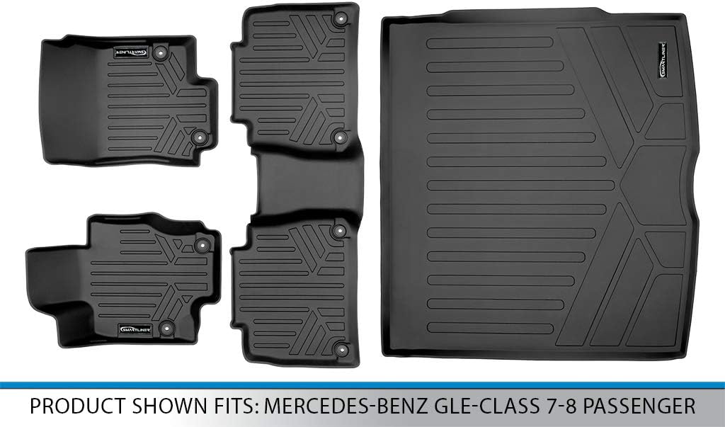 Custom Fit Floor Mats 2 Rows and Cargo Liner Set Black E21984