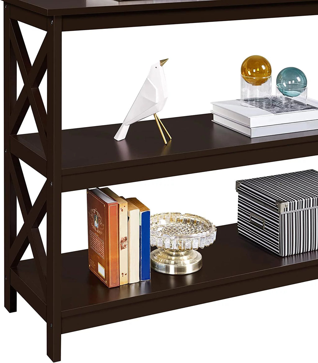 Espresso 3-Tier Console Table with Storage Shelves N49989
