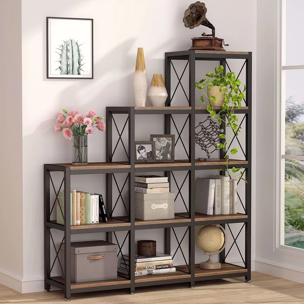 12 Shelves Industrial Ladder Corner Bookshelf B91093