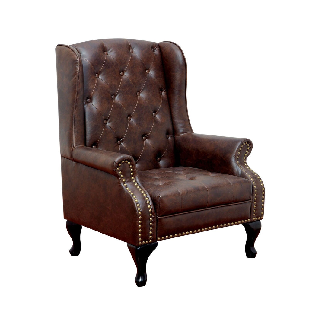 Rustic Brown Leatherette Accent Chair O38785