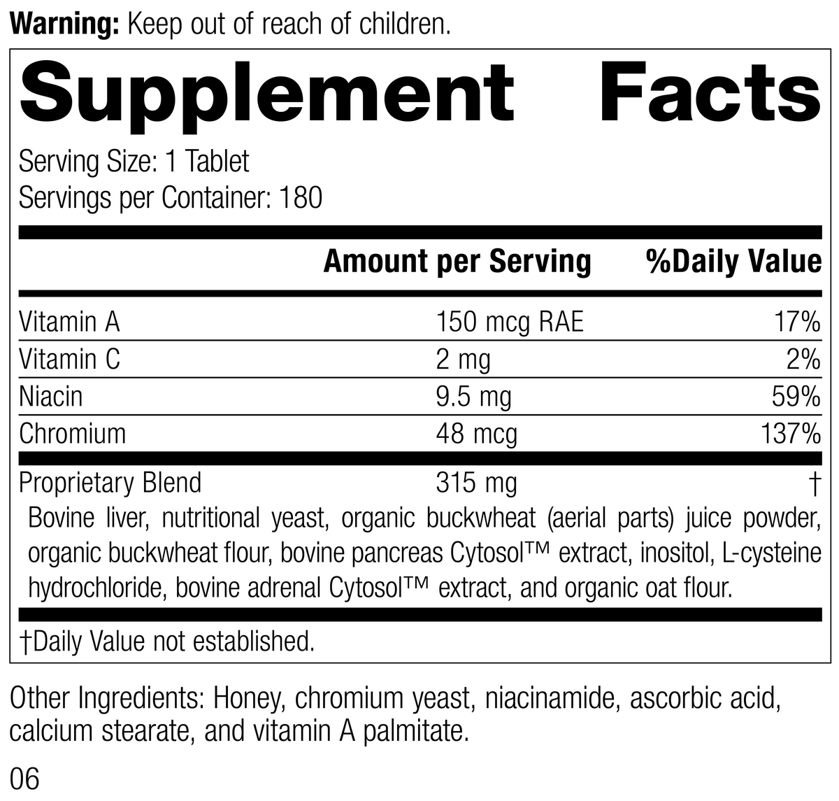 Chromium Complex 180 Tablets D245241