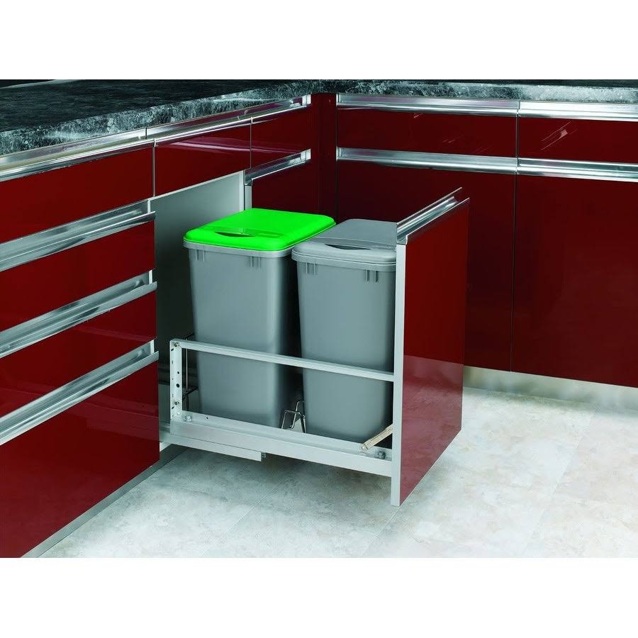 White Double 35-Quart Pull Out Waste Containers T74003