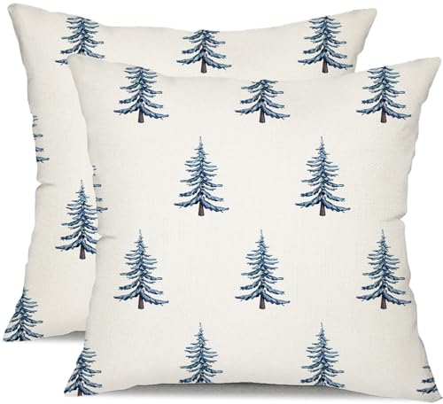 Christmas Tree White 18x18 inch Set of 2 Throw Pillow Covers I2943