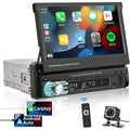 Single Din Car Stereo with Bluetooth Backup Camera 7Inch Flip Out Touch Screen Car Radio MP5 Player W333022