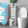 White Bathroom Floor Cabinet Storage Organizer, 31.5 x 6.1 x 5.9 inch R173