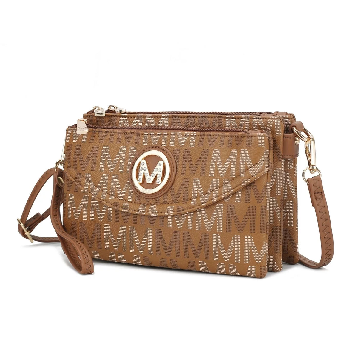 Beige Monogram Crossbody Handbag B306