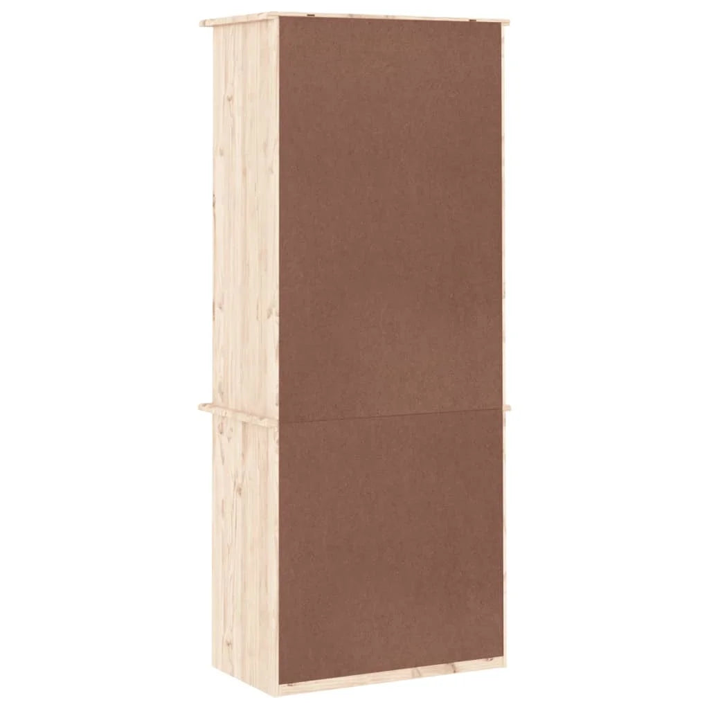 Solid Wood Pine Bookcase with Drawers Q76070