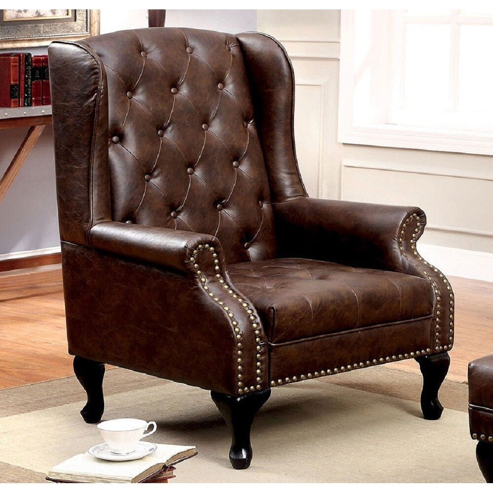 Rustic Brown Leatherette Accent Chair O38785