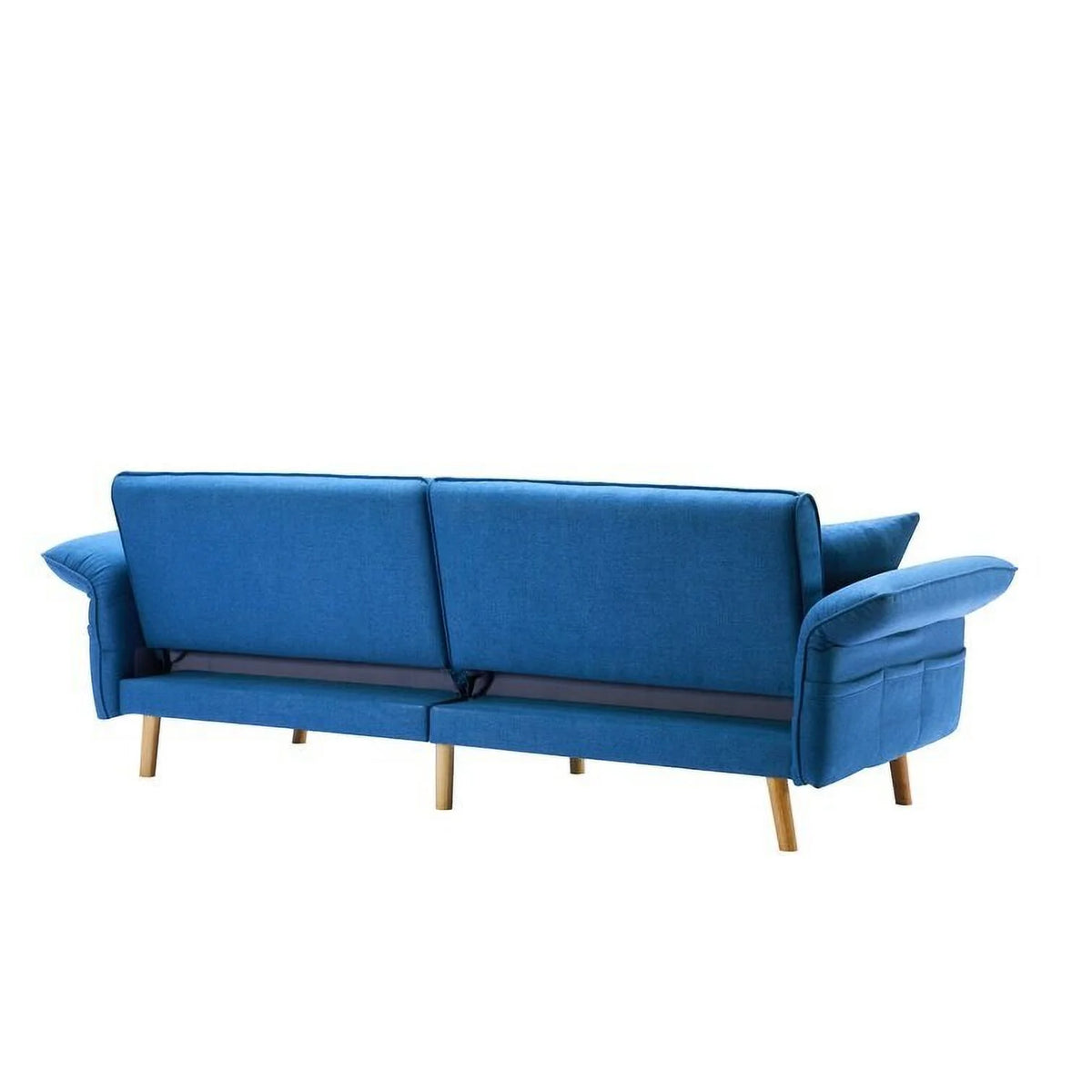 Convertible Futon Sofa Bed with Adjustable Armrest/Backrest Blue Y373