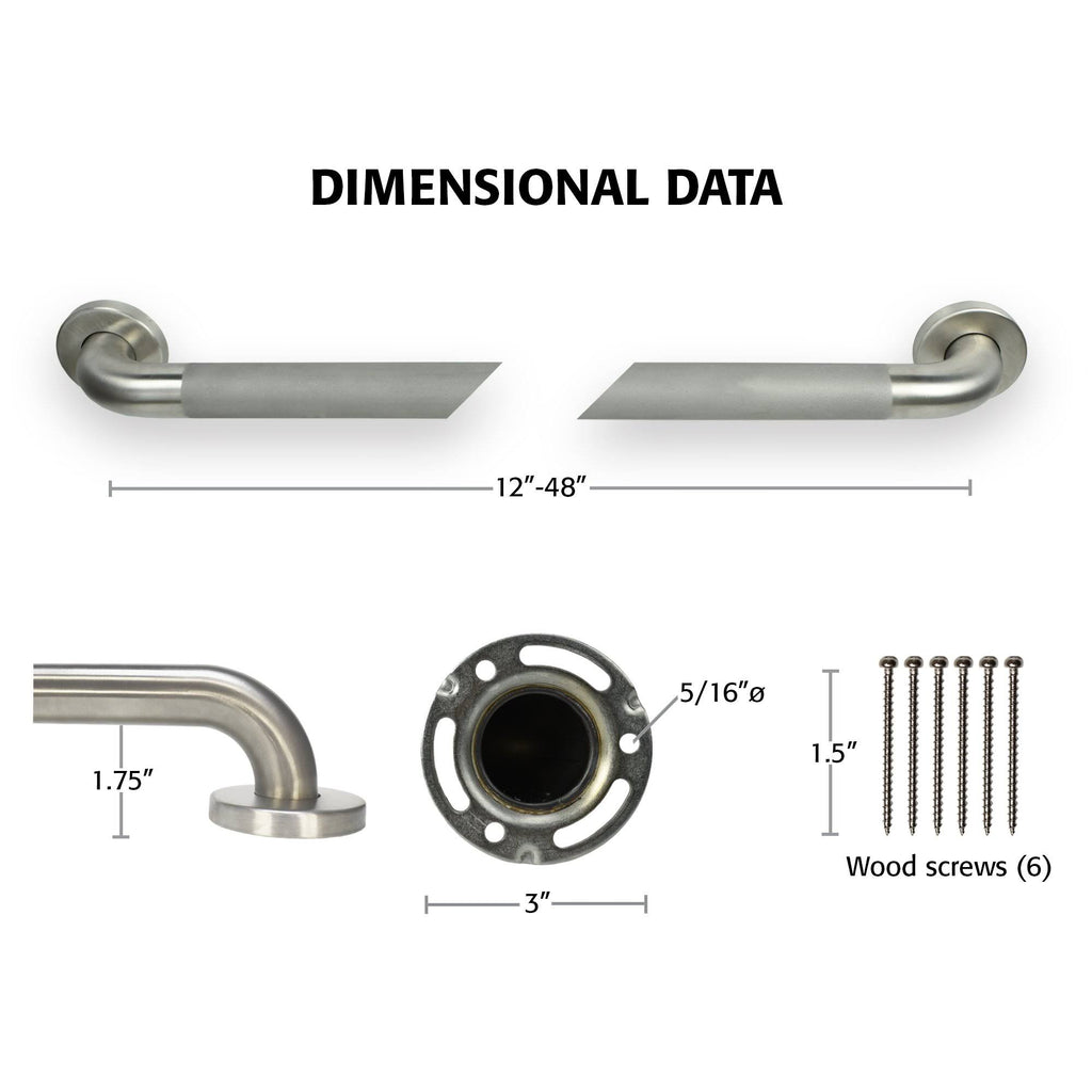 Stainless Steel Grab Bar with Safety Grip J451