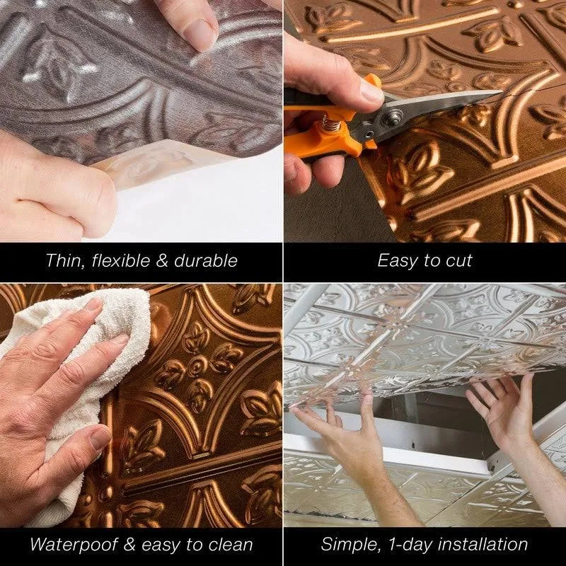 Cracked Copper Decorative Vinyl Ceiling Tile 2ft x 2ft (5 Pack) J349360