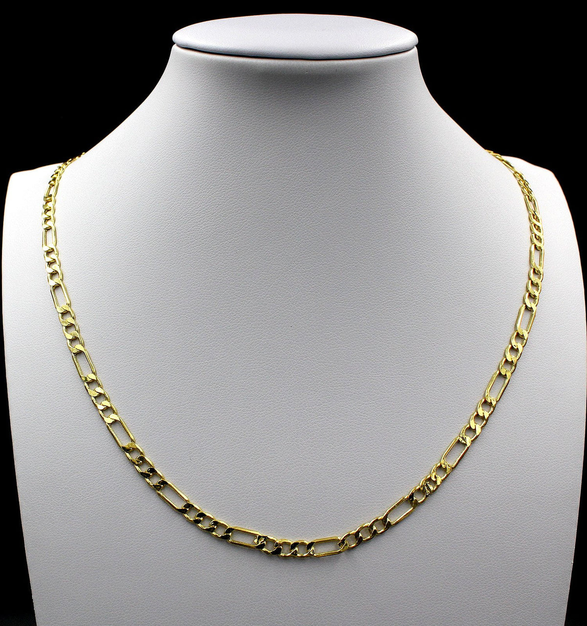 10K Yellow Gold Figaro Link Chain Pendant Necklace L806