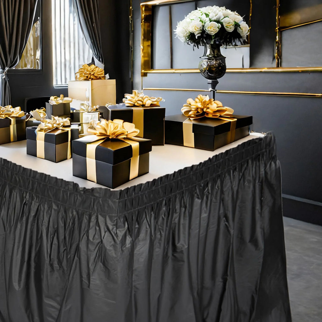 Black 6-Pack Table Skirt for Rectangle Tables G527