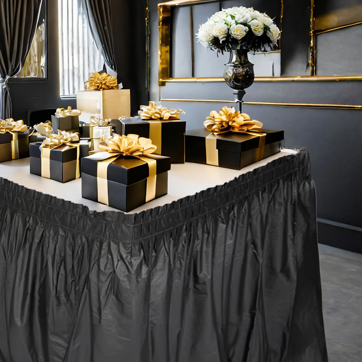 Black 6-Pack Table Skirt for Rectangle Tables G527