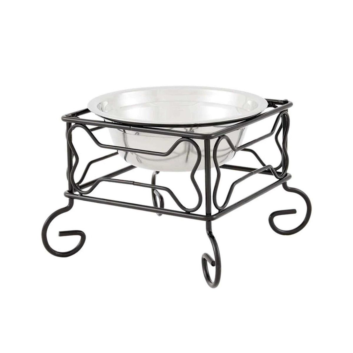 Wrought Iron Stand with Stainless Steel Feeder Bowl P2579