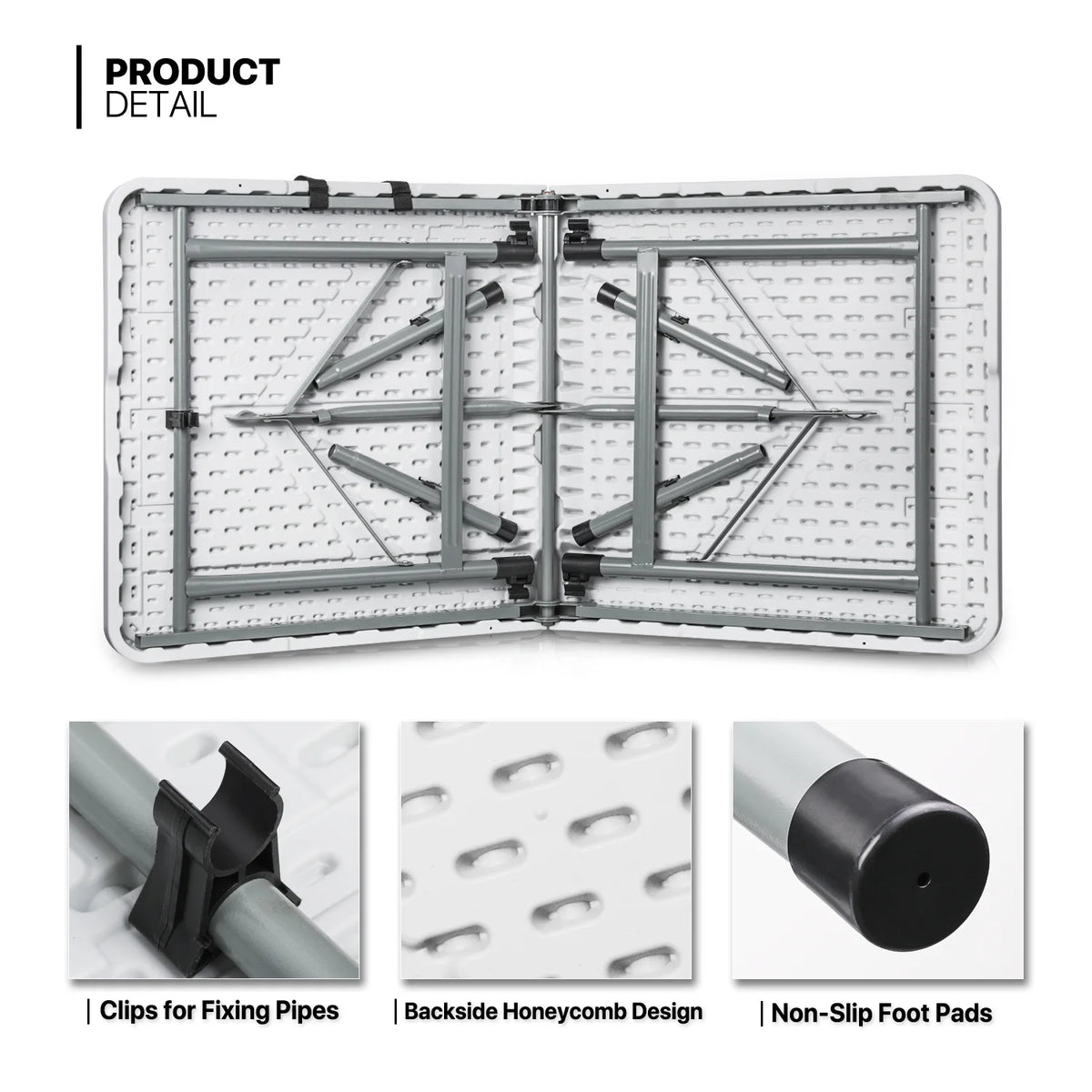 5 Pack 4Ft White Folding Card Table R609701