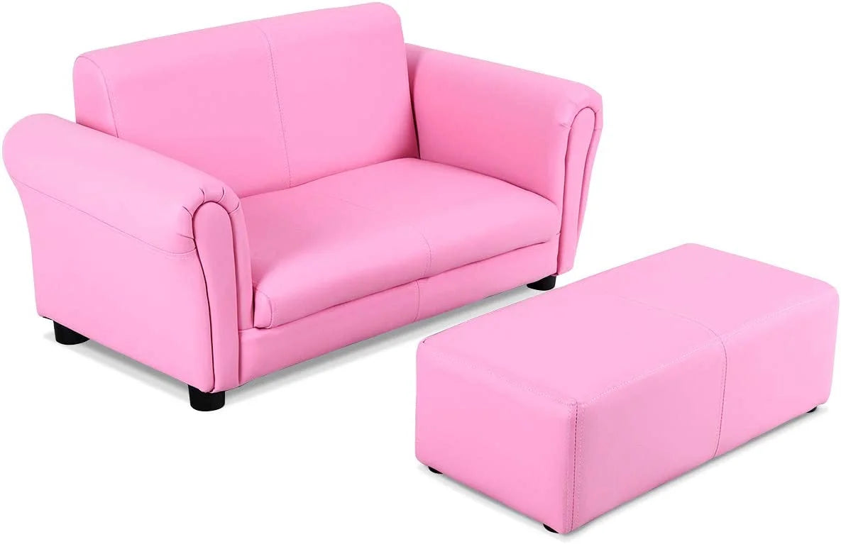2 Seat Kids Sofa with Ottoman Black X207626