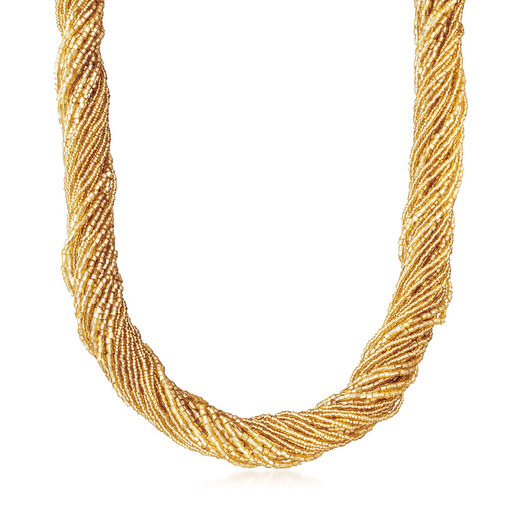 Golden Murano Glass Bead Torsade Necklace V5422