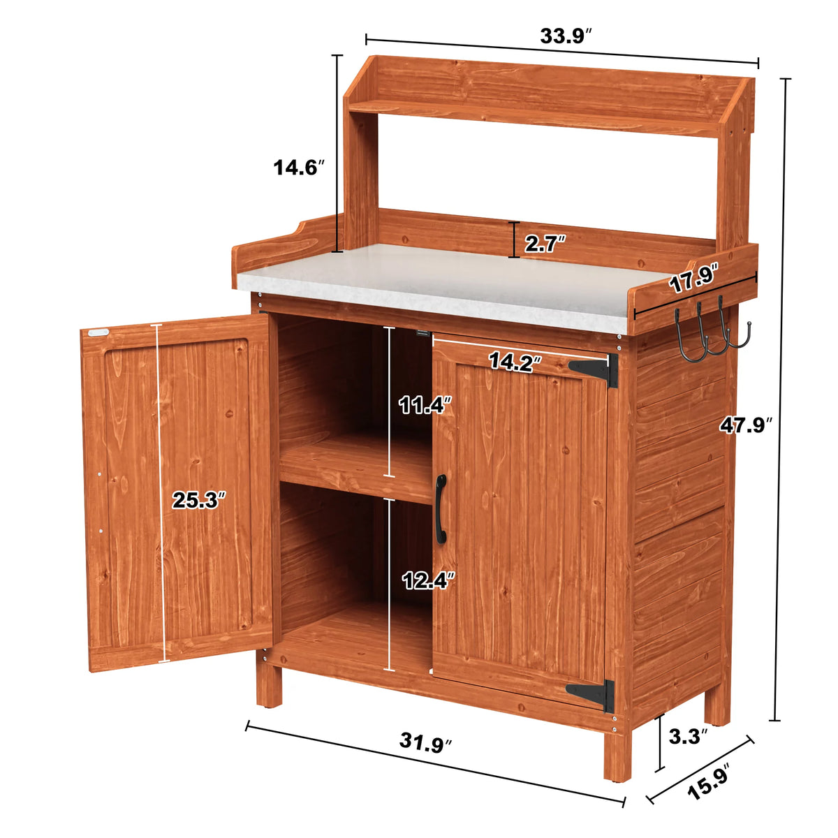 Galvanized Steel Potting Bench with Storage B3975