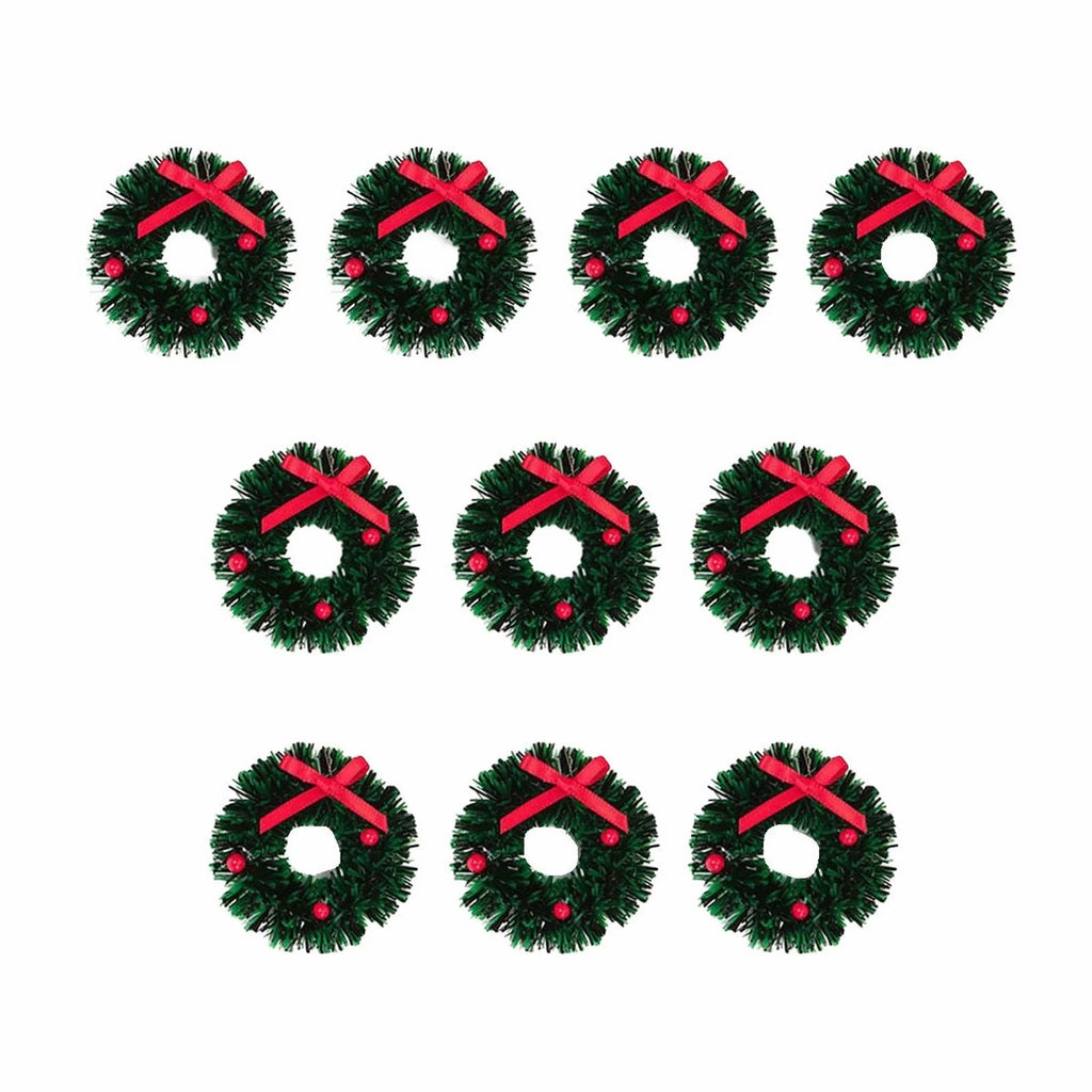 10pcs Mini Wreaths Green Dollhouse Decorations N8513