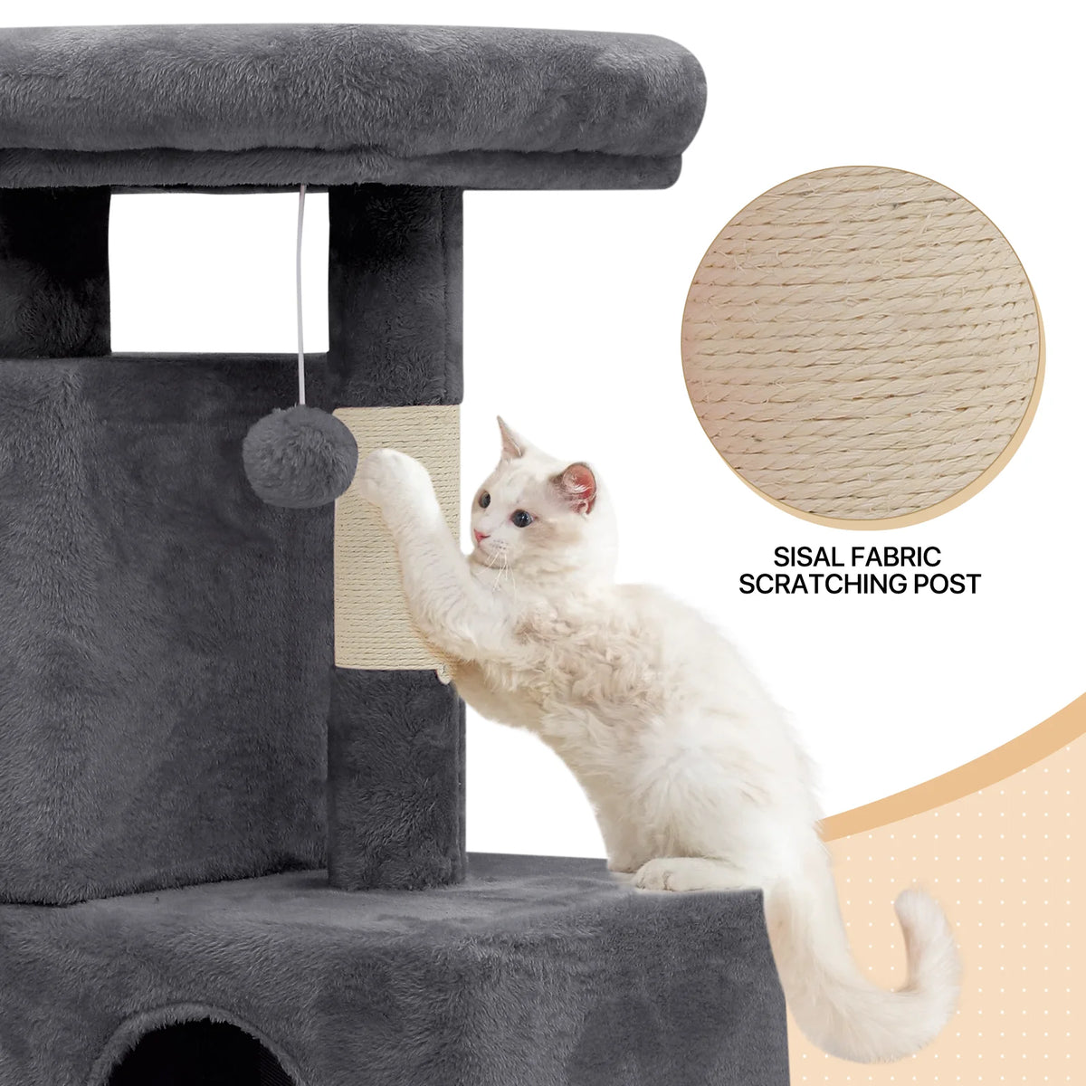 34-in Double Level Plush Cat Tree & Condo J26416