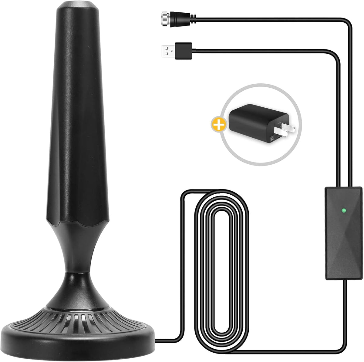 Indoor Amplified HDTV Antenna 300 Miles 4K 1080P UHF VHF FM with 13.4ft Coax Cable E4532