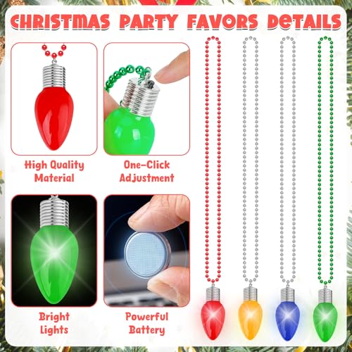 Light Up Bead Necklace 12PCS 3 Modes 4 Colors H201