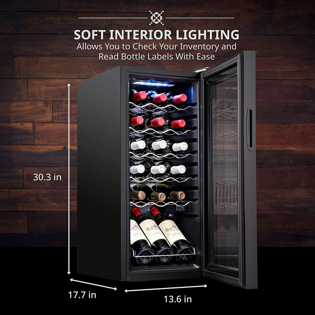 18 Bottle Compressor Wine Cooler Refrigerator with Lock, Black F7883